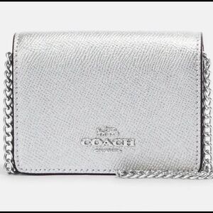 NWoT COACH Silver Mini Wallet on Chain CE666